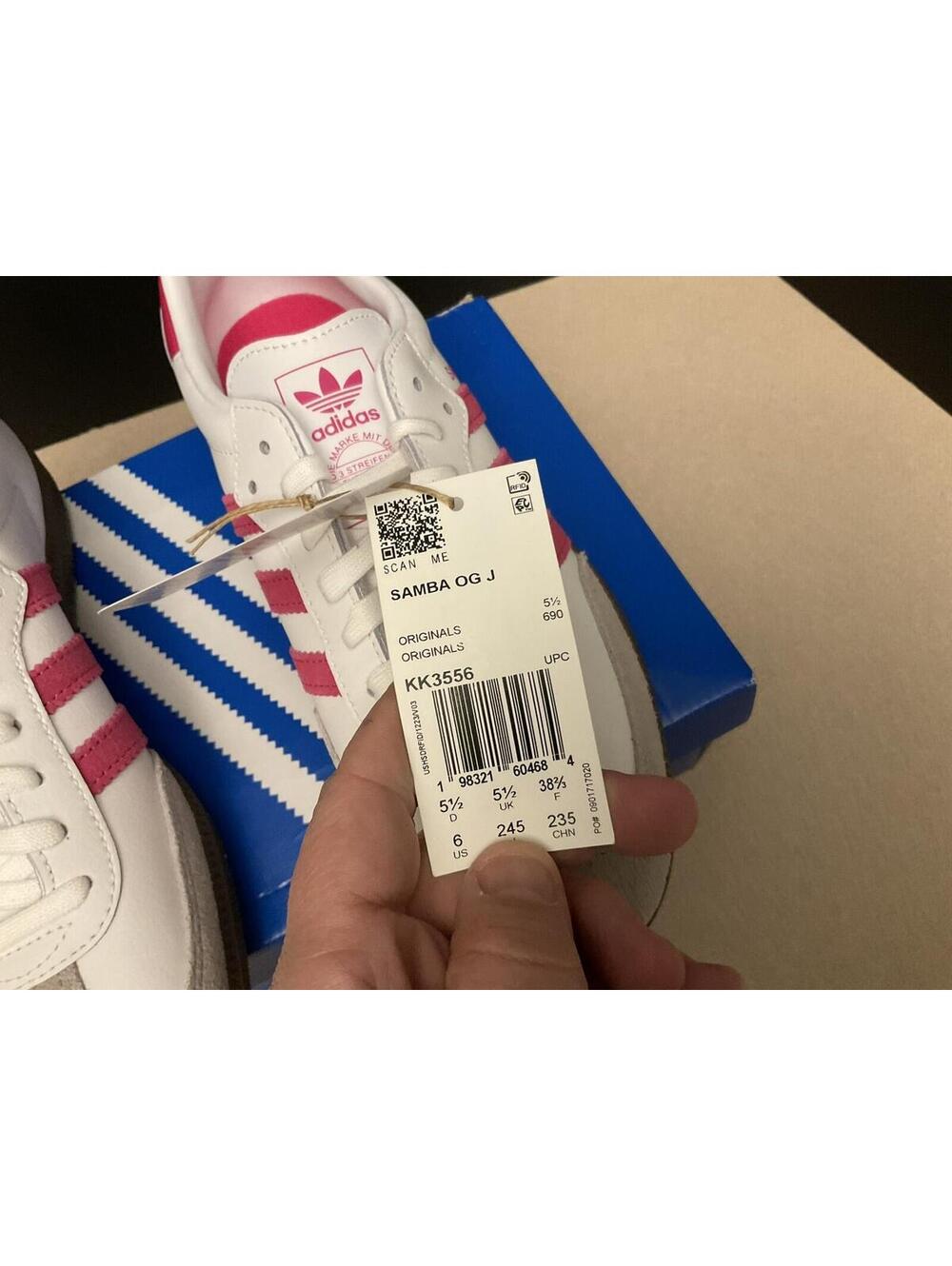 New! Adidas Originals Samba OG White/Pink Shoes. Youth’s 6. Women’s 7. Nice!! - Picture 5 of 11